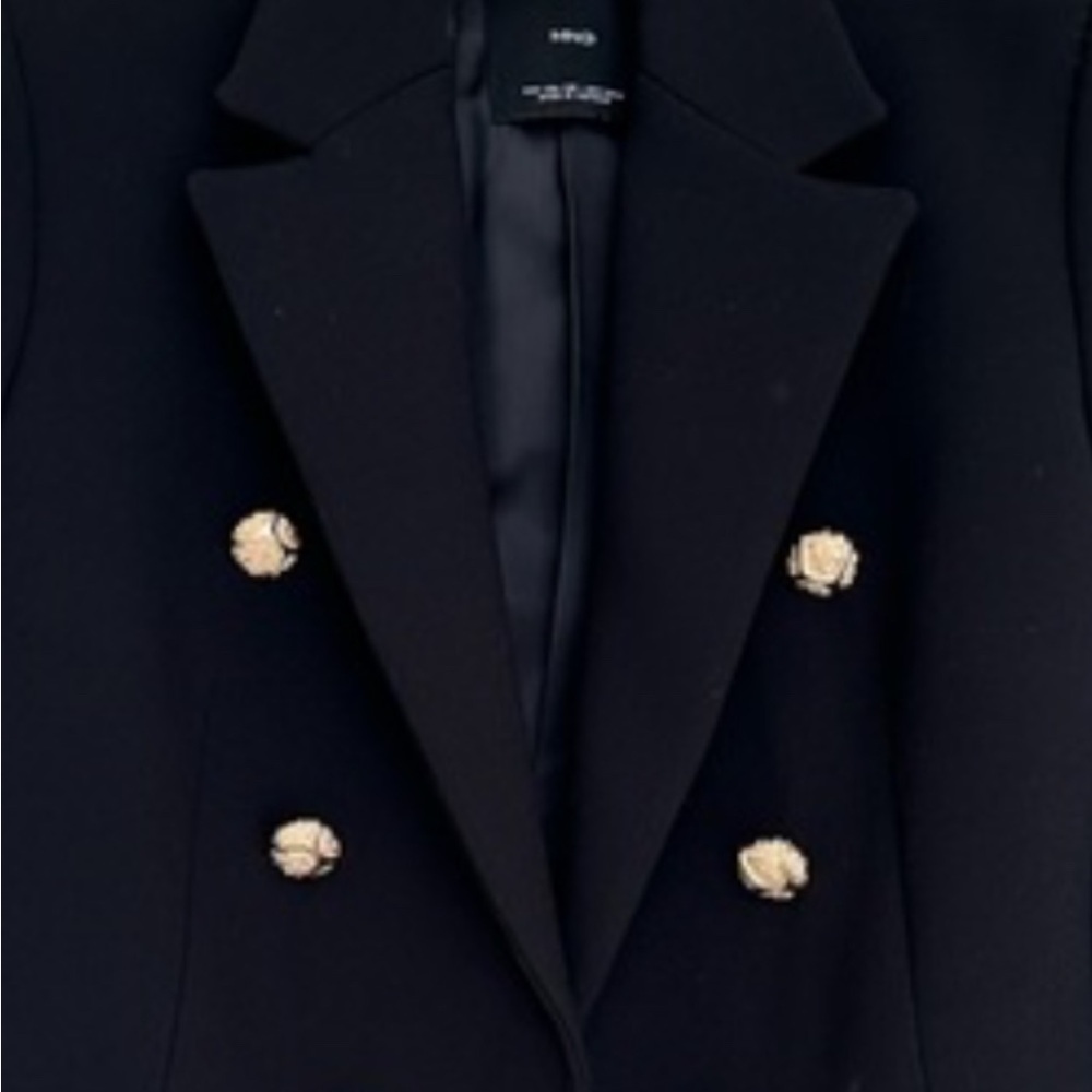 Mango Black Blazer with Gold Accents